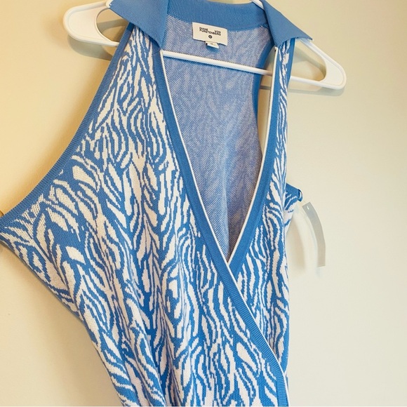 Diane Von Furstenberg Sky Blue and White Wrap Maxi Dress - Picture 4 of 9